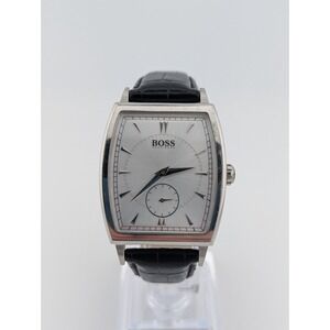 Hugo Boss Men's Silver Tone Rectangle Tank Dress Watch - New Battery - Works